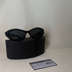 Prada Glossy Black Oval Sunglasses
